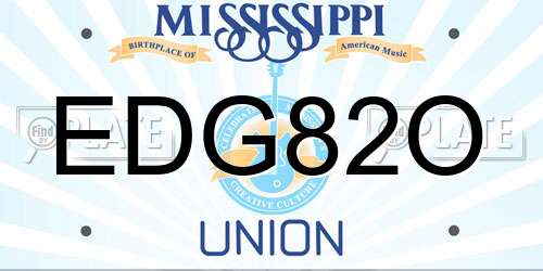 EDG82O Mississippi License Plate