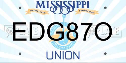 EDG87O Mississippi License Plate