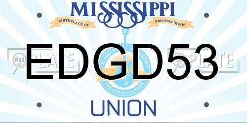 EDGD53 Mississippi License Plate