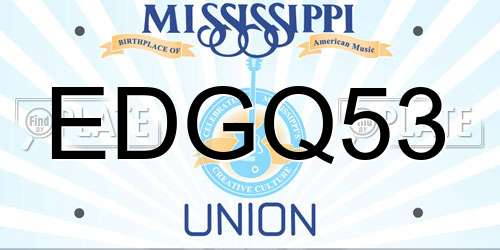 EDGQ53 Mississippi License Plate