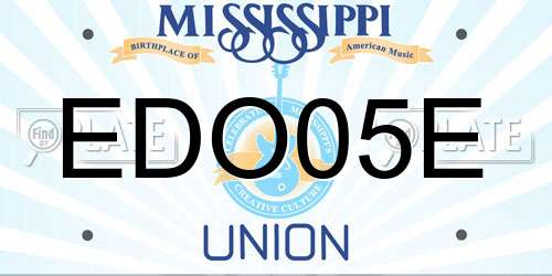 EDO05E Mississippi License Plate