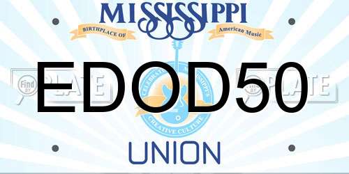 EDOD50 Mississippi License Plate