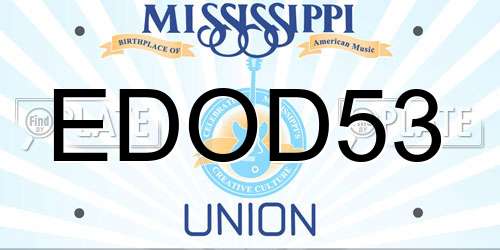 EDOD53 Mississippi License Plate