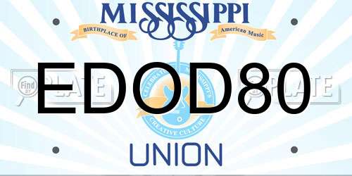 EDOD80 Mississippi License Plate