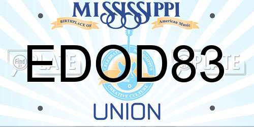 EDOD83 Mississippi License Plate