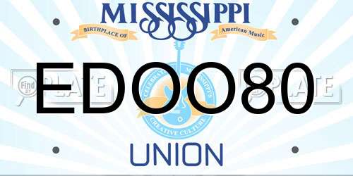 EDOO80 Mississippi License Plate
