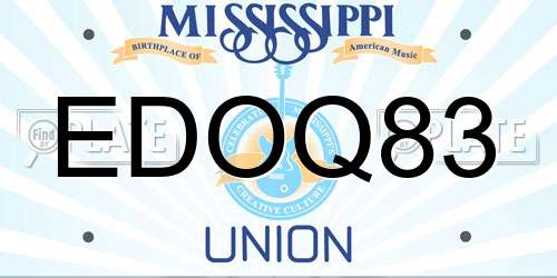 EDOQ83 Mississippi License Plate