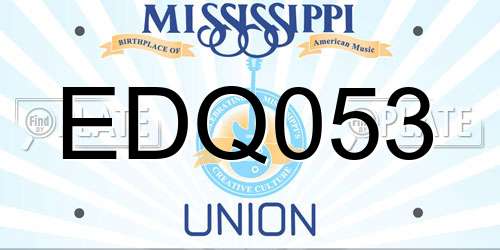EDQ053 Mississippi License Plate