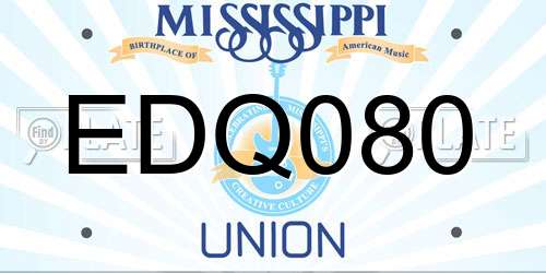 EDQ080 Mississippi License Plate