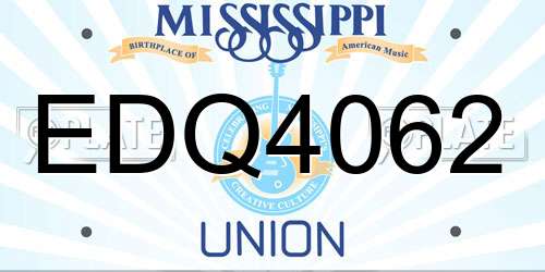 EDQ4062 Mississippi License Plate