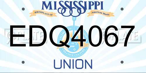 EDQ4067 Mississippi License Plate