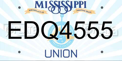 EDQ4555 Mississippi License Plate