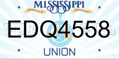 EDQ4558 Mississippi License Plate