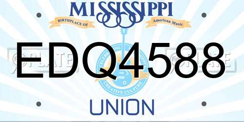 EDQ4588 Mississippi License Plate