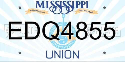 EDQ4855 Mississippi License Plate