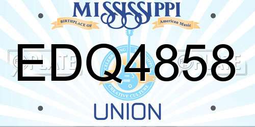 EDQ4858 Mississippi License Plate