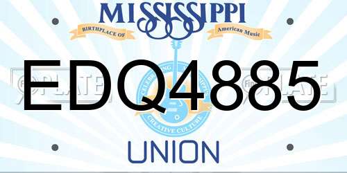 EDQ4885 Mississippi License Plate