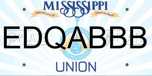 EDQABBB Mississippi License Plate