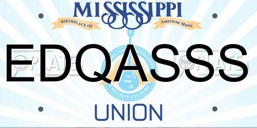 EDQASSS Mississippi License Plate