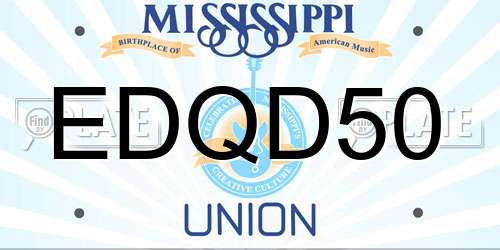 EDQD50 Mississippi License Plate