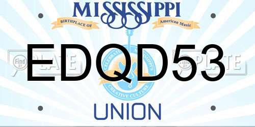 EDQD53 Mississippi License Plate