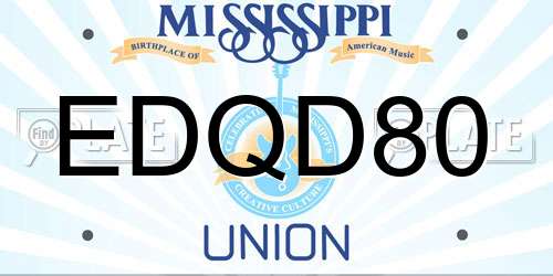 EDQD80 Mississippi License Plate
