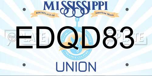 EDQD83 Mississippi License Plate