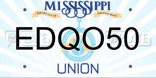 EDQO50 Mississippi License Plate