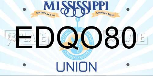 EDQO80 Mississippi License Plate