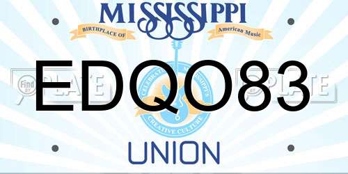 EDQO83 Mississippi License Plate