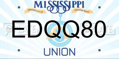 EDQQ80 Mississippi License Plate