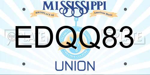 EDQQ83 Mississippi License Plate