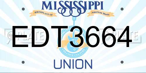 EDT3664 Mississippi License Plate