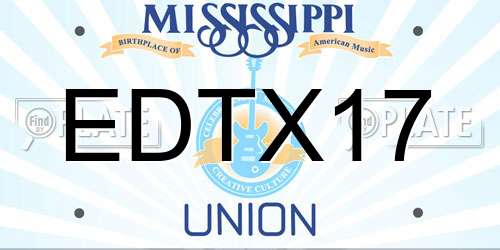 EDTX17 Mississippi License Plate