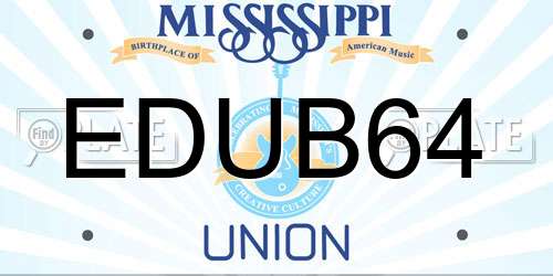 EDUB64 Mississippi License Plate