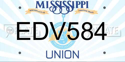 EDV584 Mississippi License Plate
