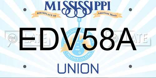 EDV58A Mississippi License Plate