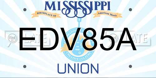 EDV85A Mississippi License Plate