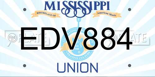 EDV884 Mississippi License Plate