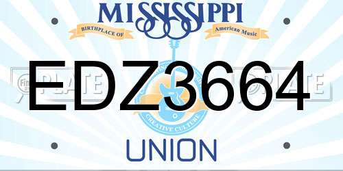 EDZ3664 Mississippi License Plate