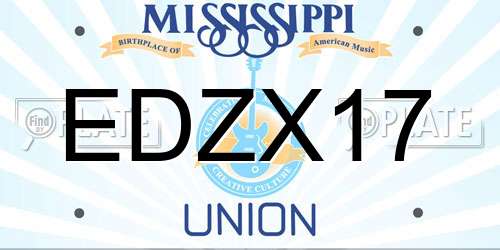 EDZX17 Mississippi License Plate