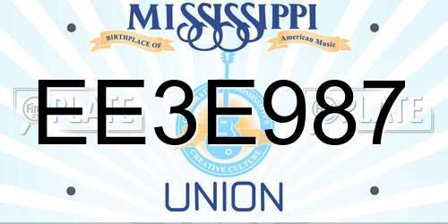 EE3E987 Mississippi License Plate