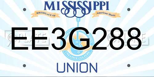 EE3G288 Mississippi License Plate
