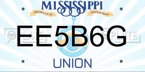 EE5B6G Mississippi License Plate