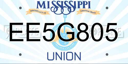 EE5G805 Mississippi License Plate
