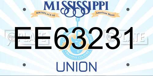 EE63231 Mississippi License Plate