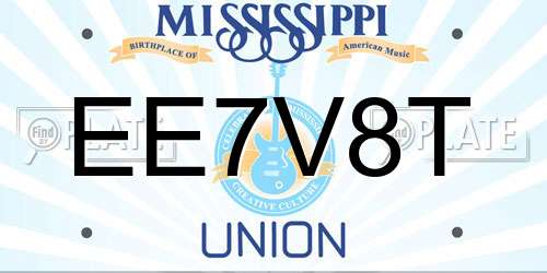 EE7V8T Mississippi License Plate