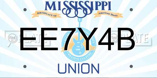 EE7Y4B Mississippi License Plate