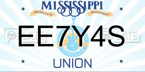 EE7Y4S Mississippi License Plate