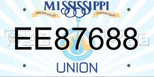 EE87688 Mississippi License Plate